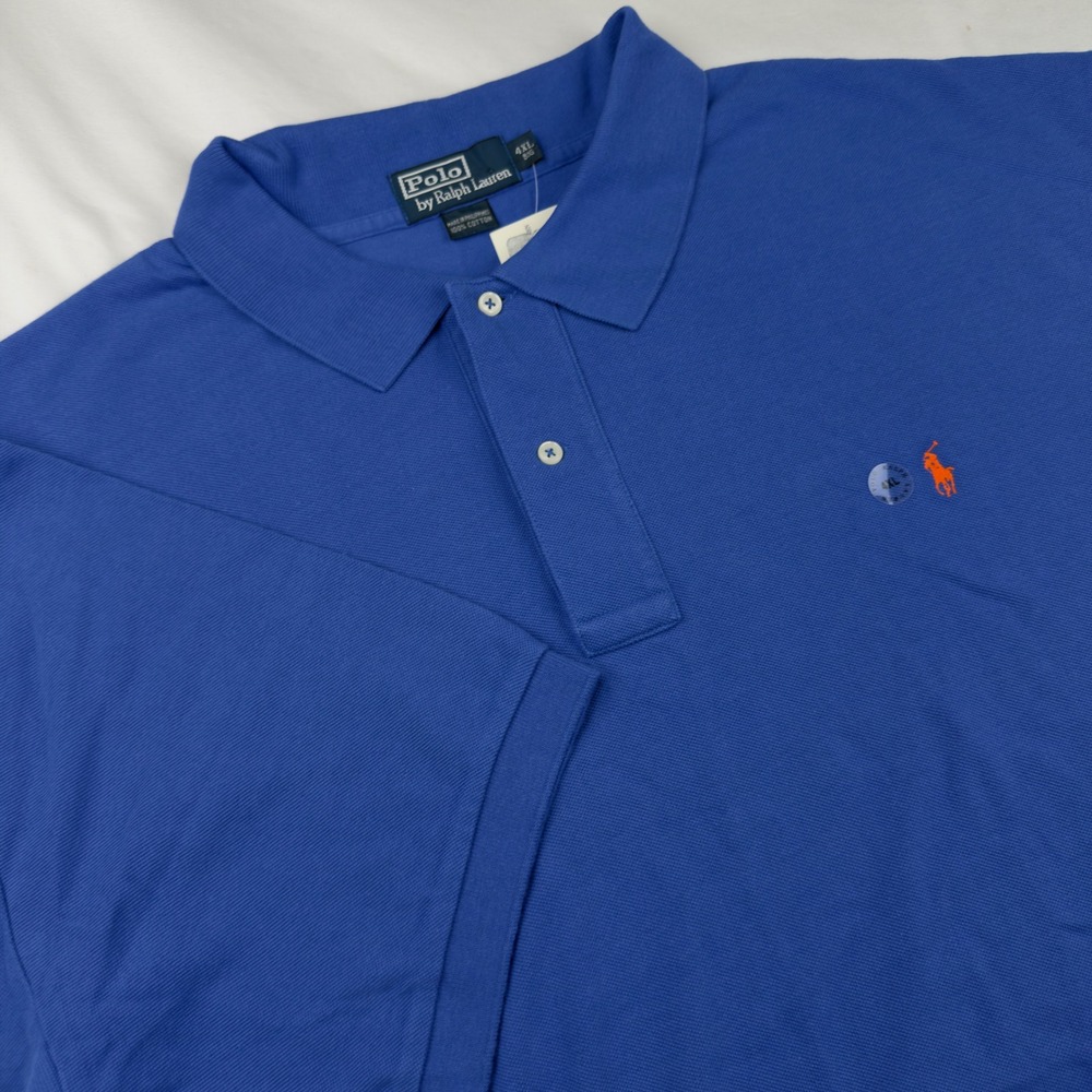 Polo Ralph Lauren Mens 4XL Big Royal Blue Short Sleeve Cotton Pique Polo Shirt